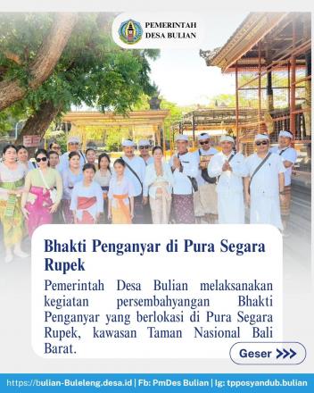 Ngaturang Bhakti Penganyar: PemDes Bulian  Laksanakan Persembahyangan di Pura Segara Rupek